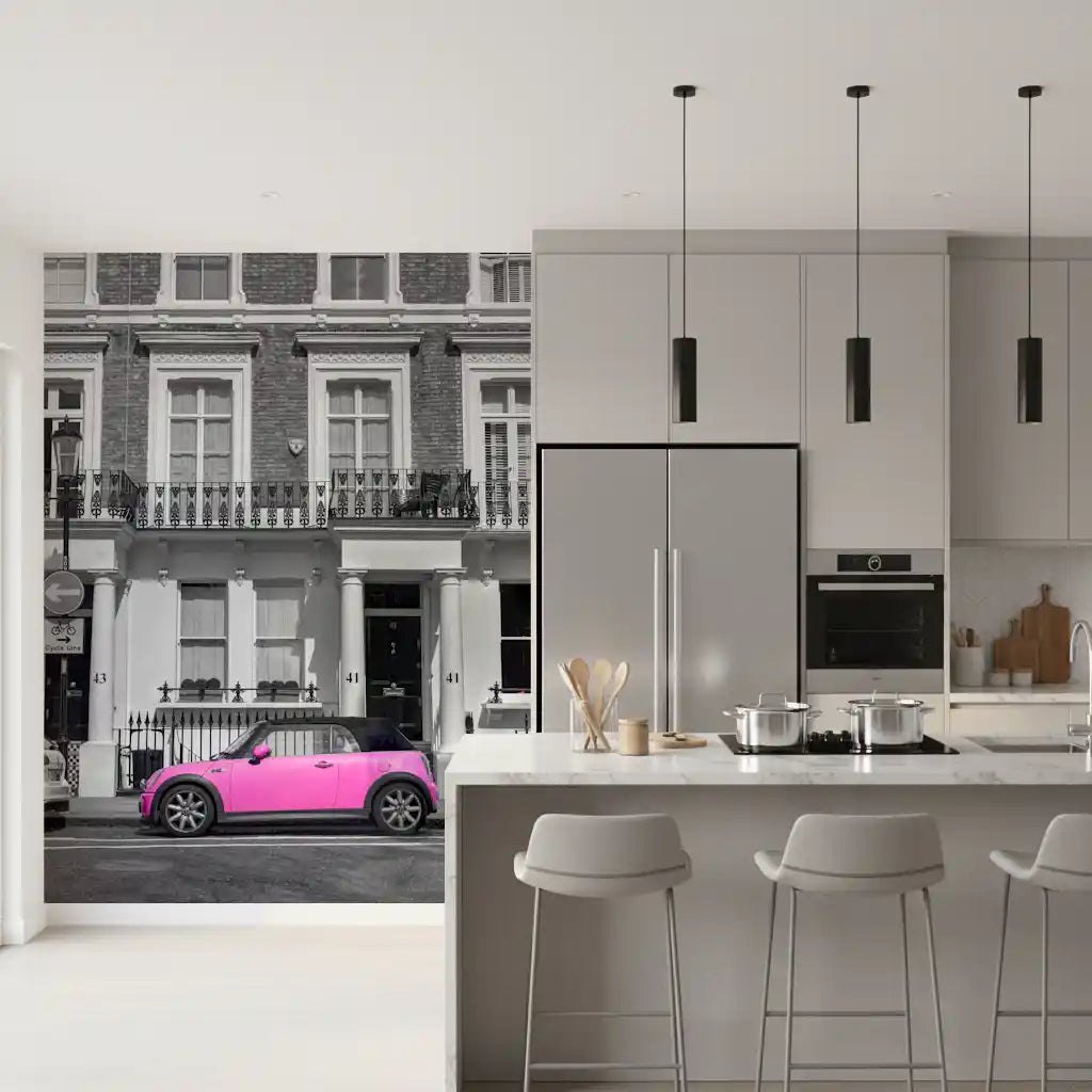 Urban Pink Pop Monochrome Wall Mural