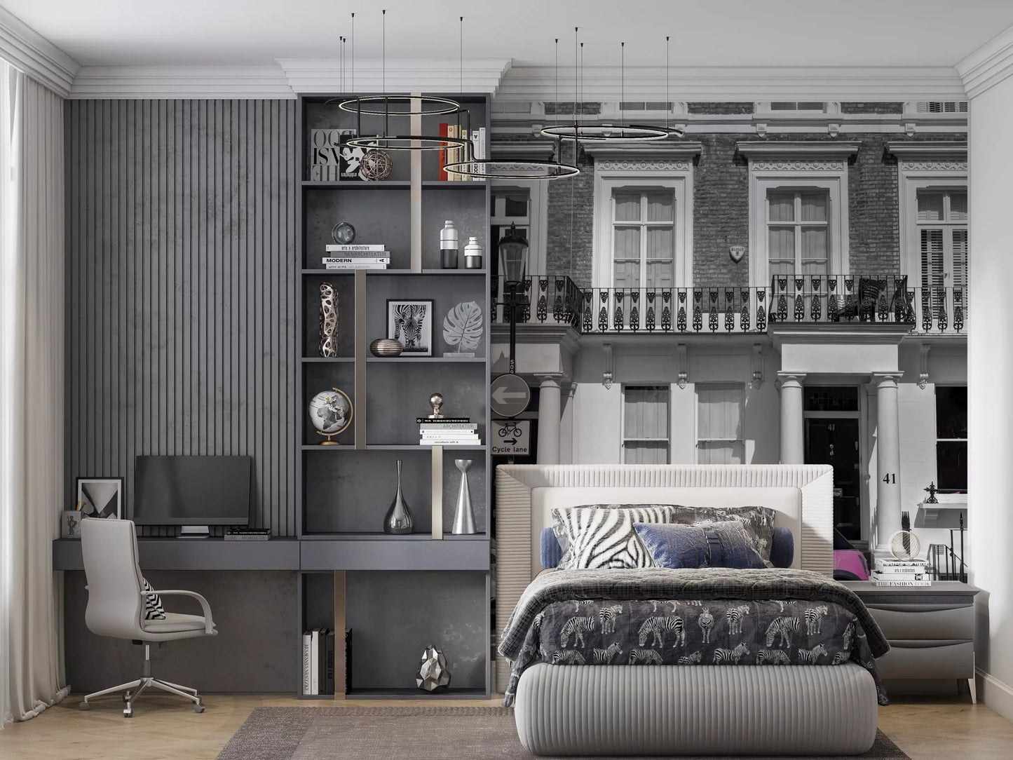 Urban Pink Pop Monochrome Wall Mural