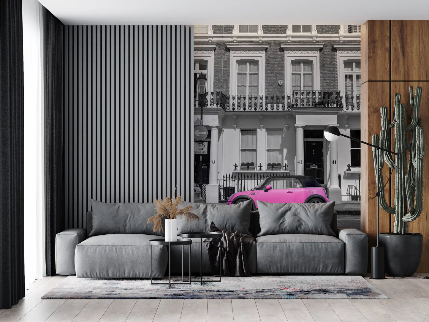 Urban Pink Pop Monochrome Wall Mural