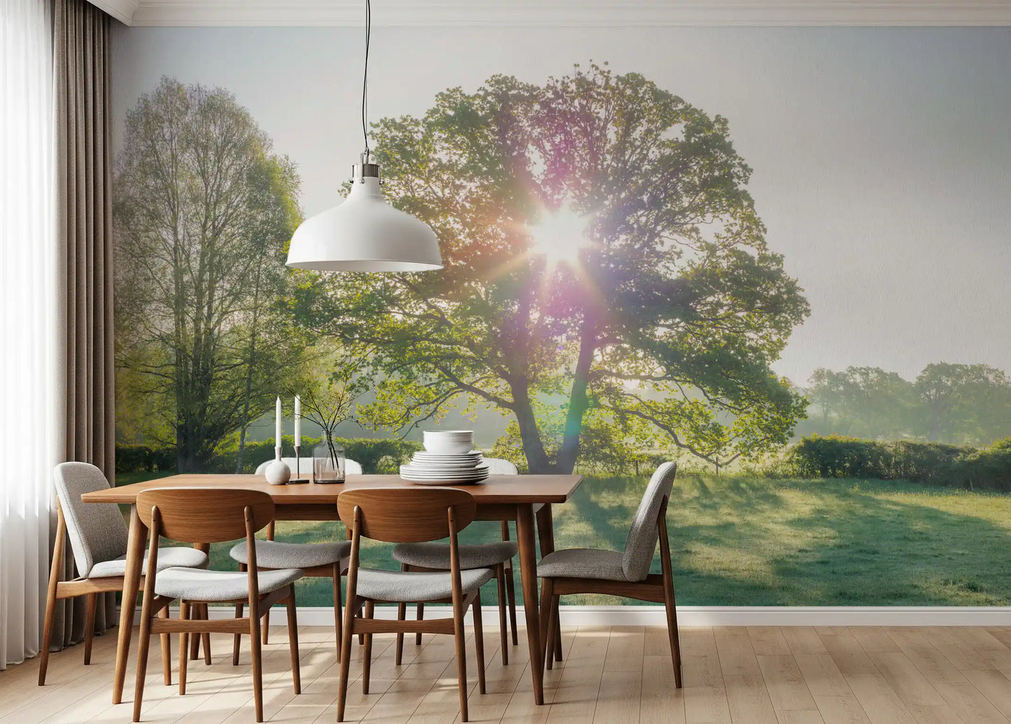 Golden Hour Meadow Canopy Wall Mural