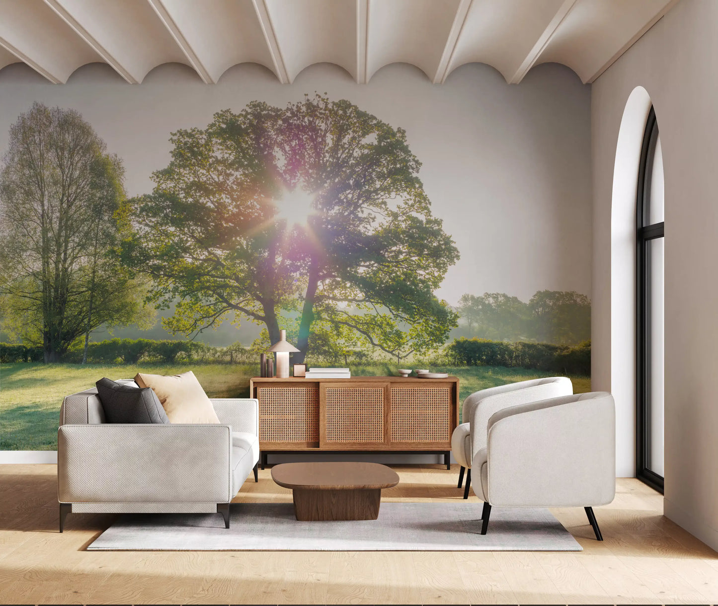 Golden Hour Meadow Canopy Wall Mural