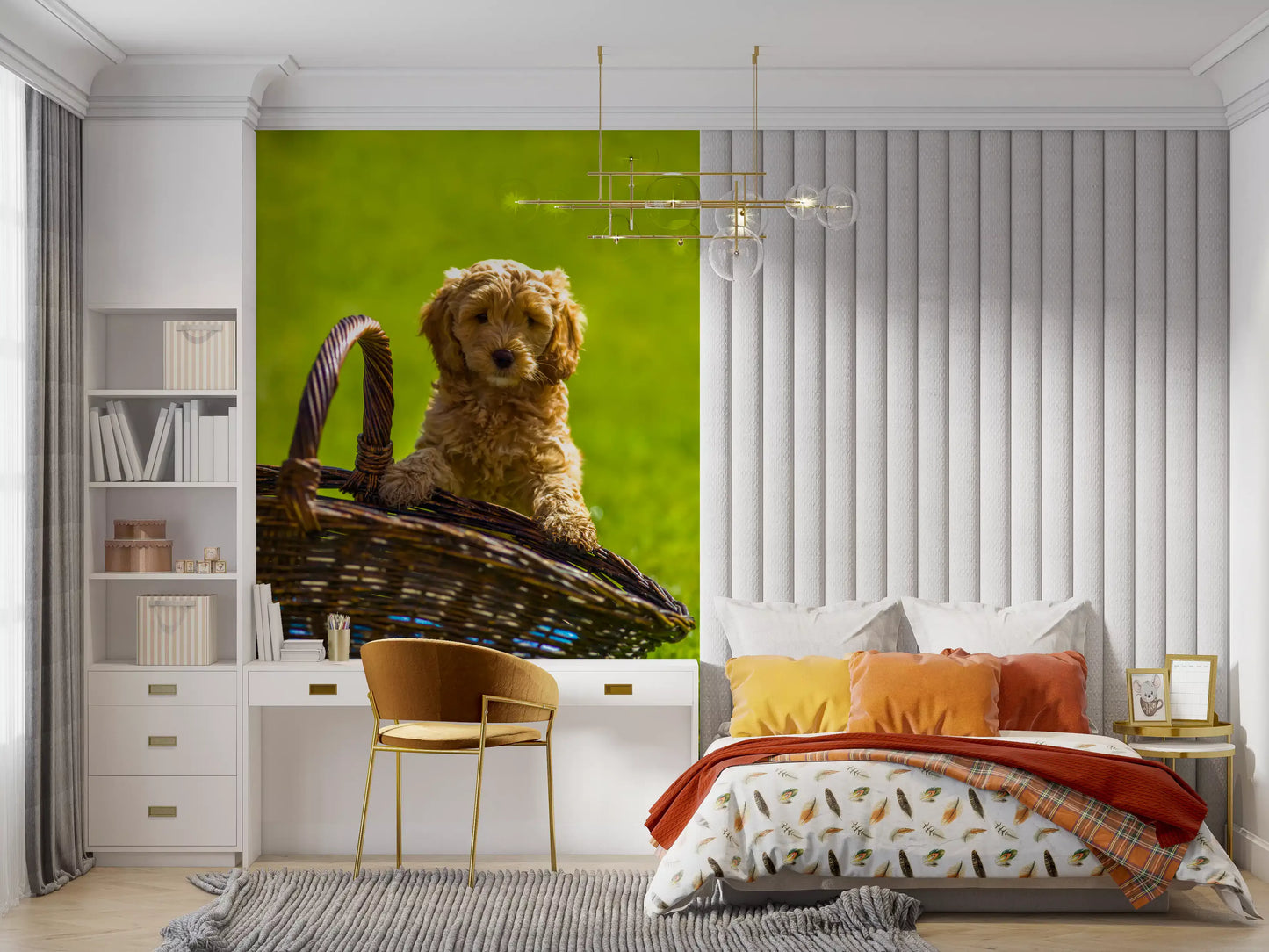Playful Golden Puppy Portrait Wall Mural