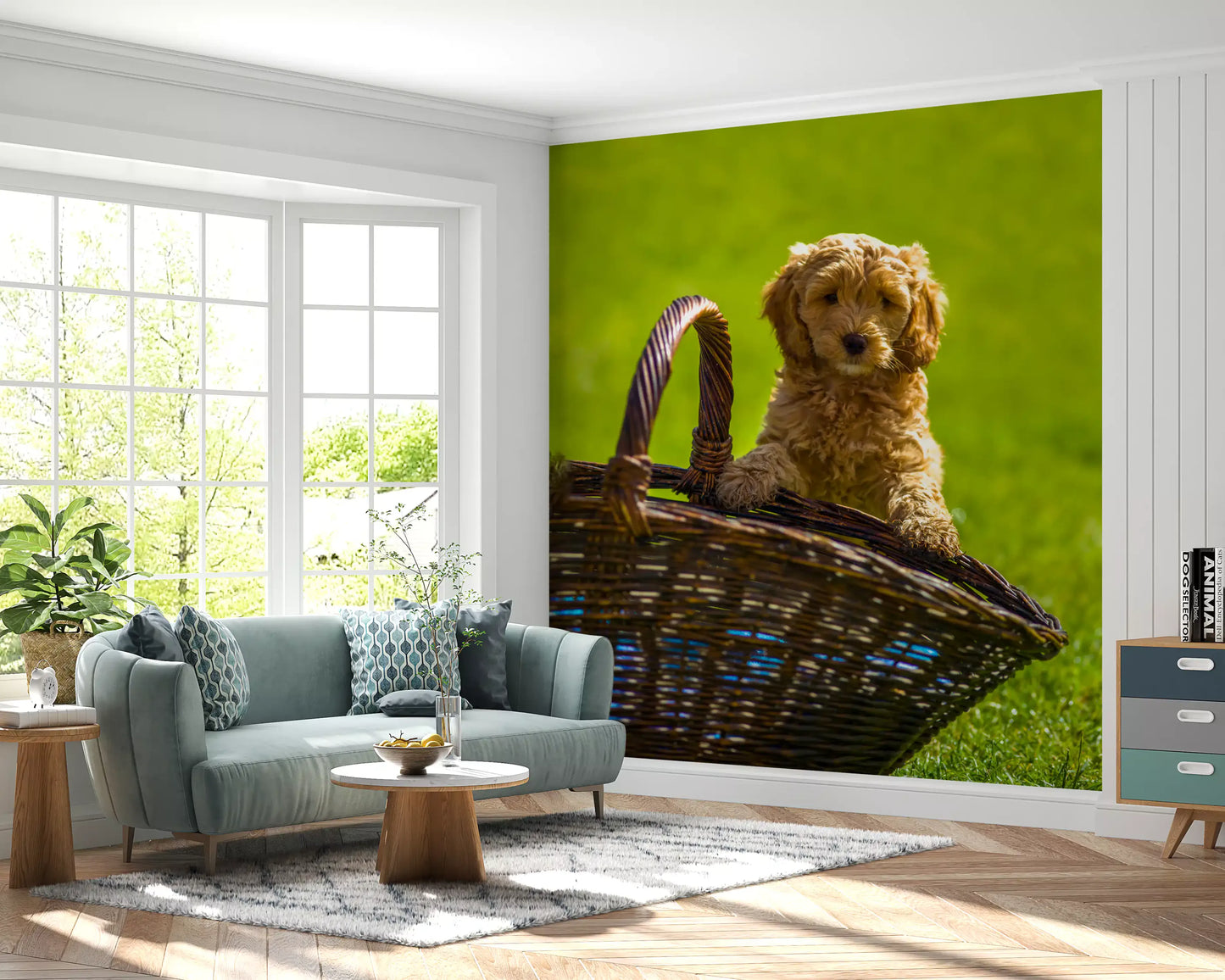 Playful Golden Puppy Portrait Wall Mural