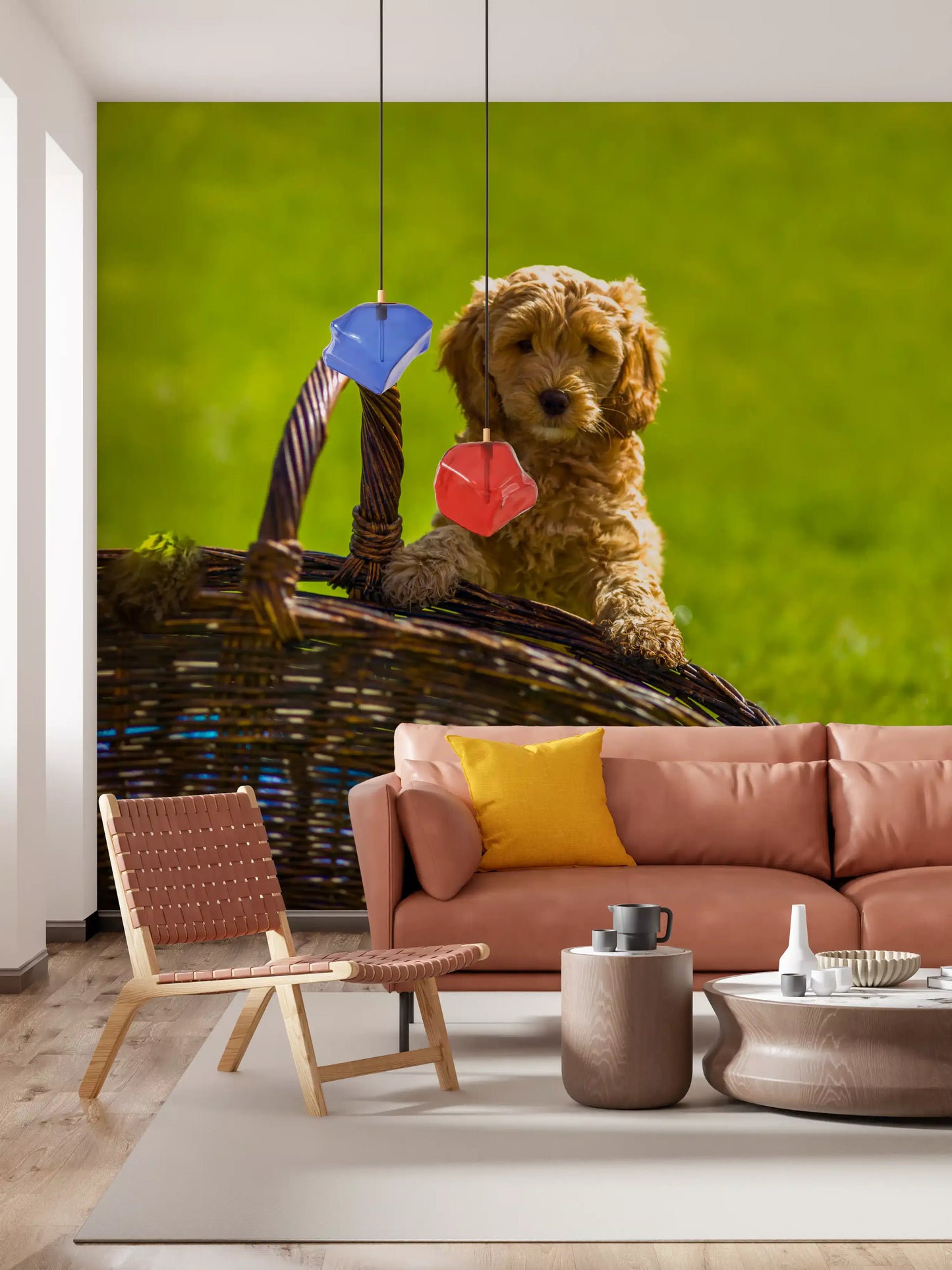 Playful Golden Puppy Portrait Wall Mural