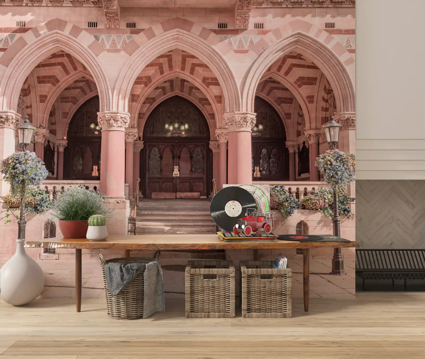 Ornate Historical Stone Facade Wall Mural