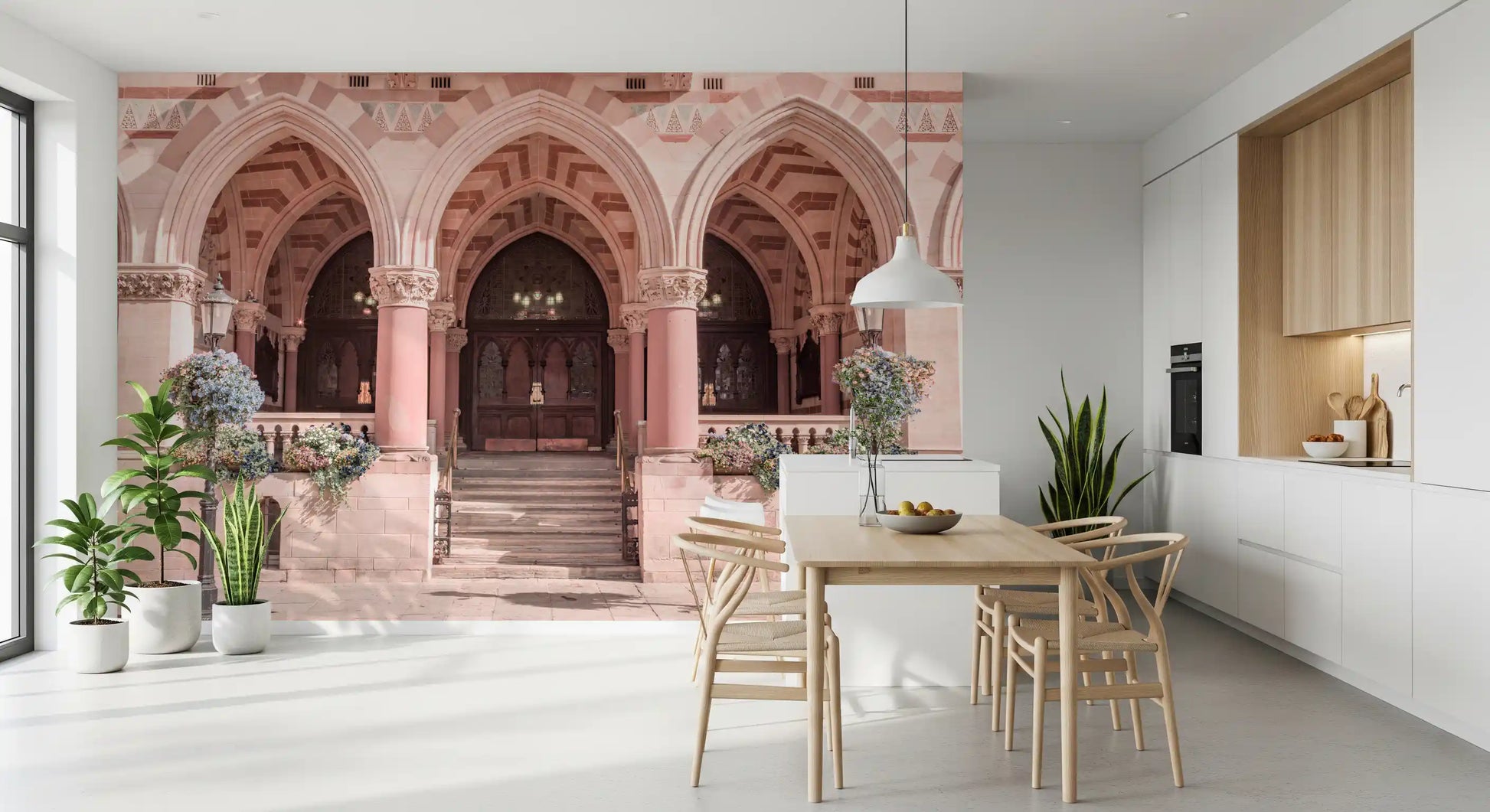 Ornate Historical Stone Facade Wall Mural