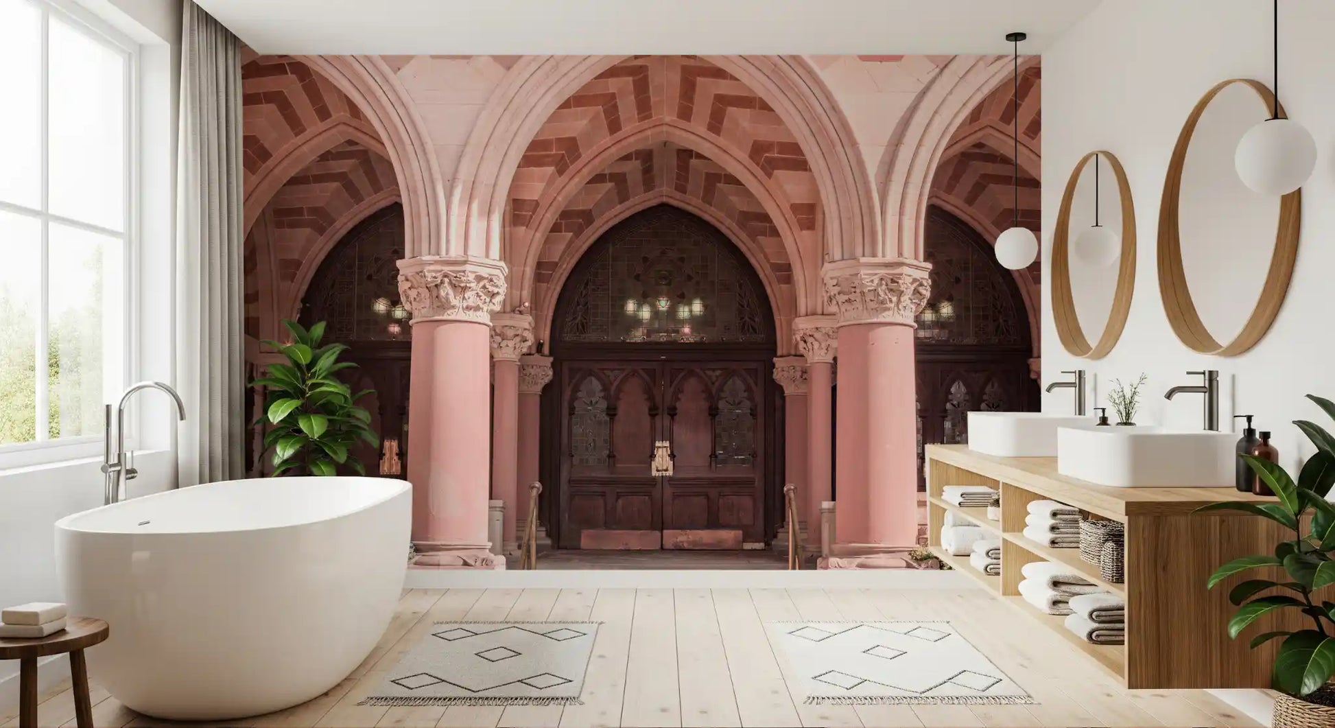 Ornate Historical Stone Facade Wall Mural