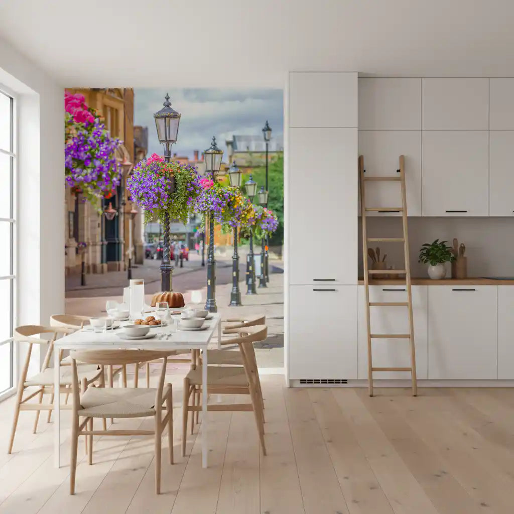 English Garden Street Vista Wall Mural
