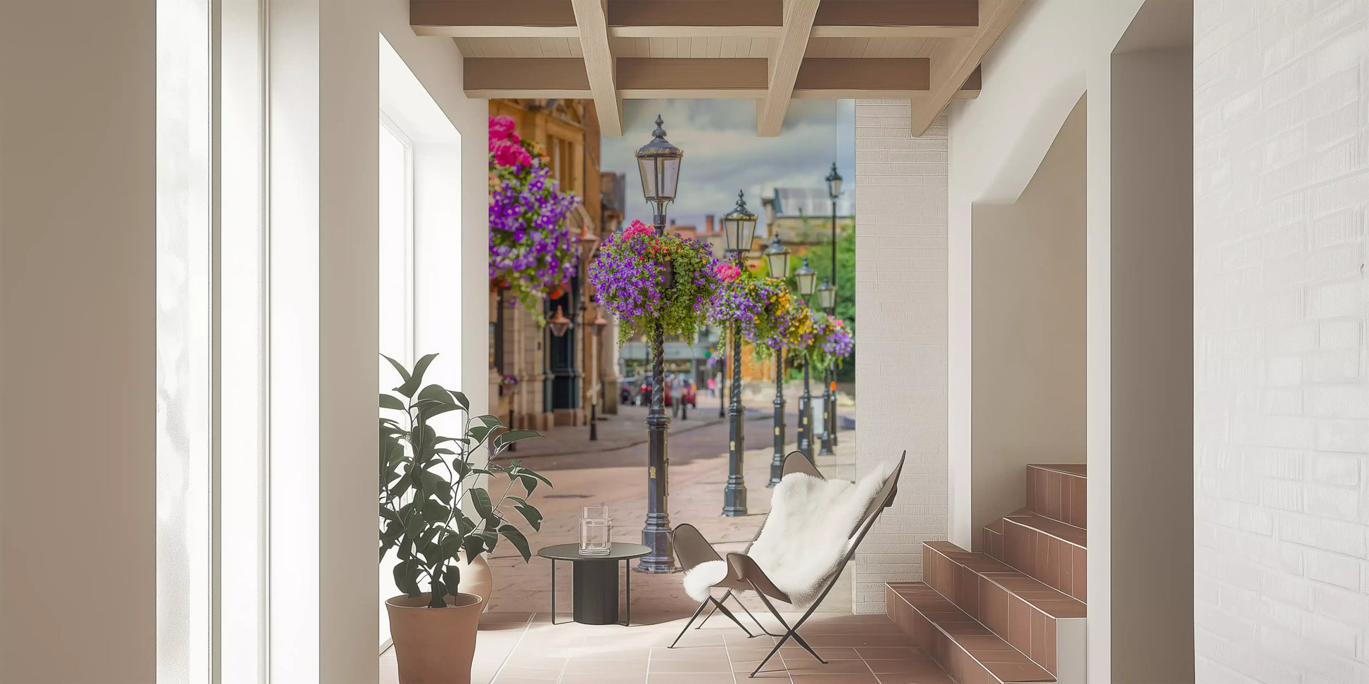 English Garden Street Vista Wall Mural