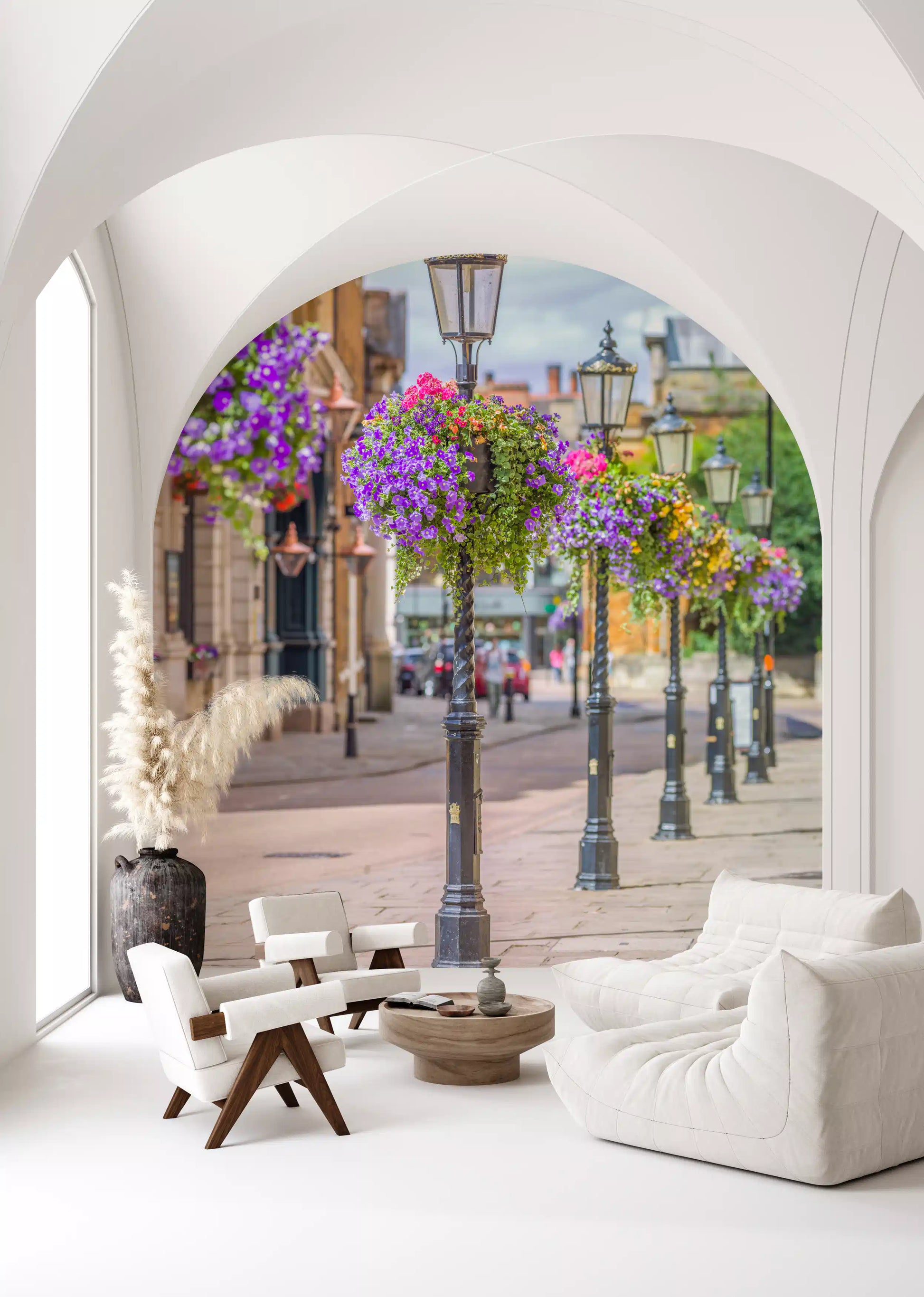 English Garden Street Vista Wall Mural