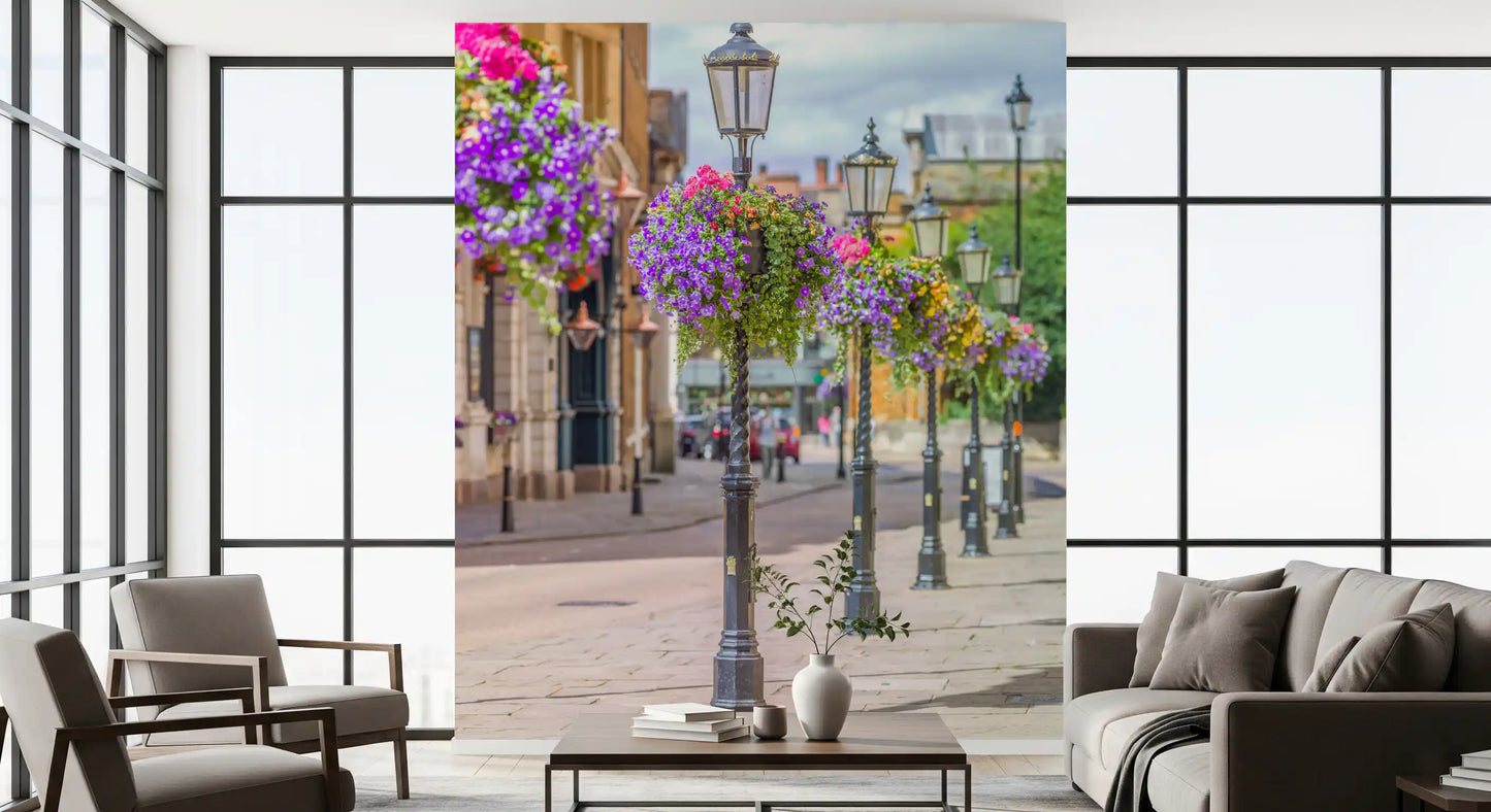 English Garden Street Vista Wall Mural