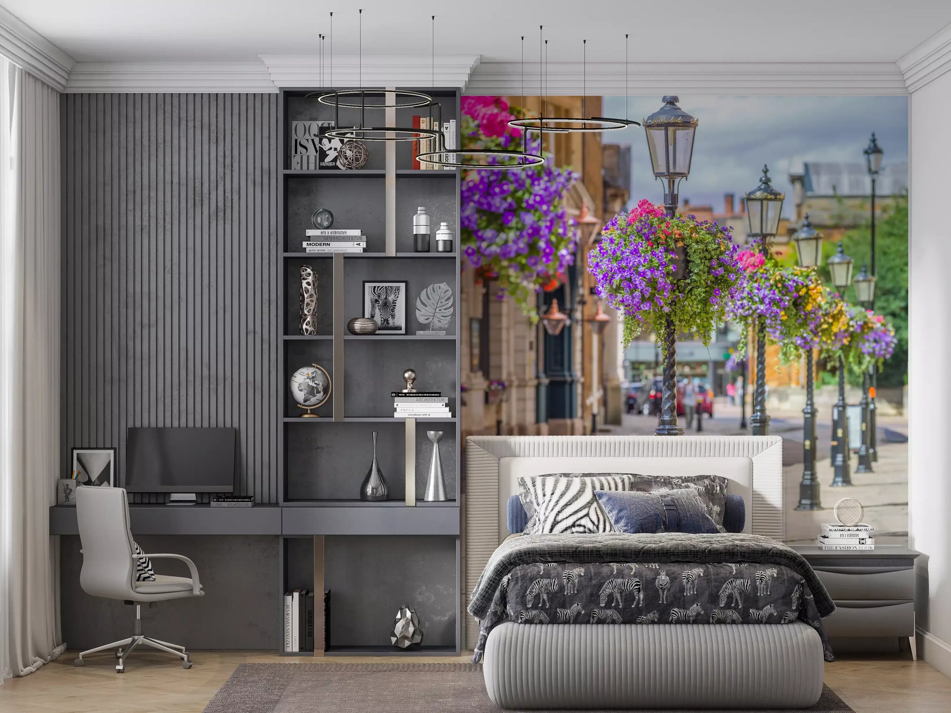 English Garden Street Vista Wall Mural
