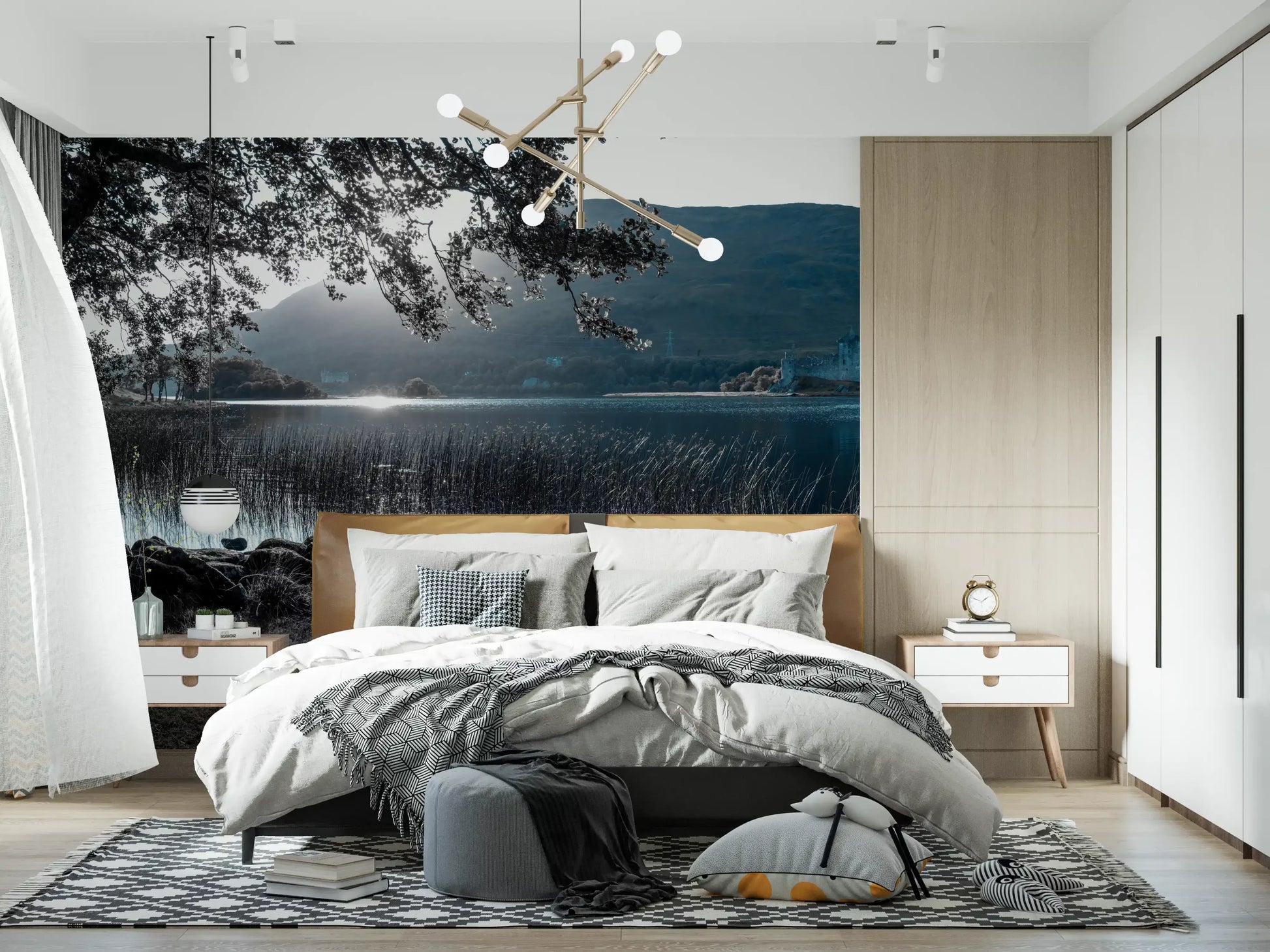 Misty Mountain Lake Retreat Wall Mural