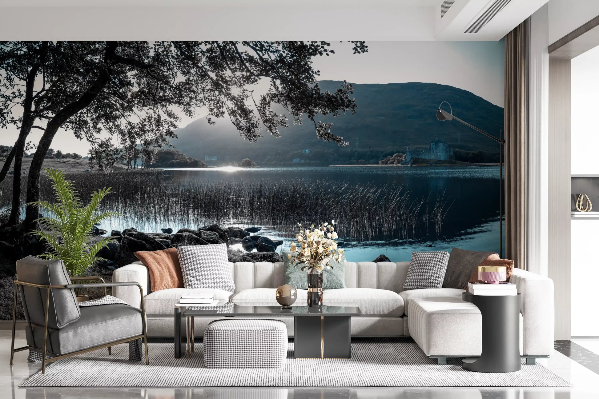 Misty Mountain Lake Retreat Wall Mural