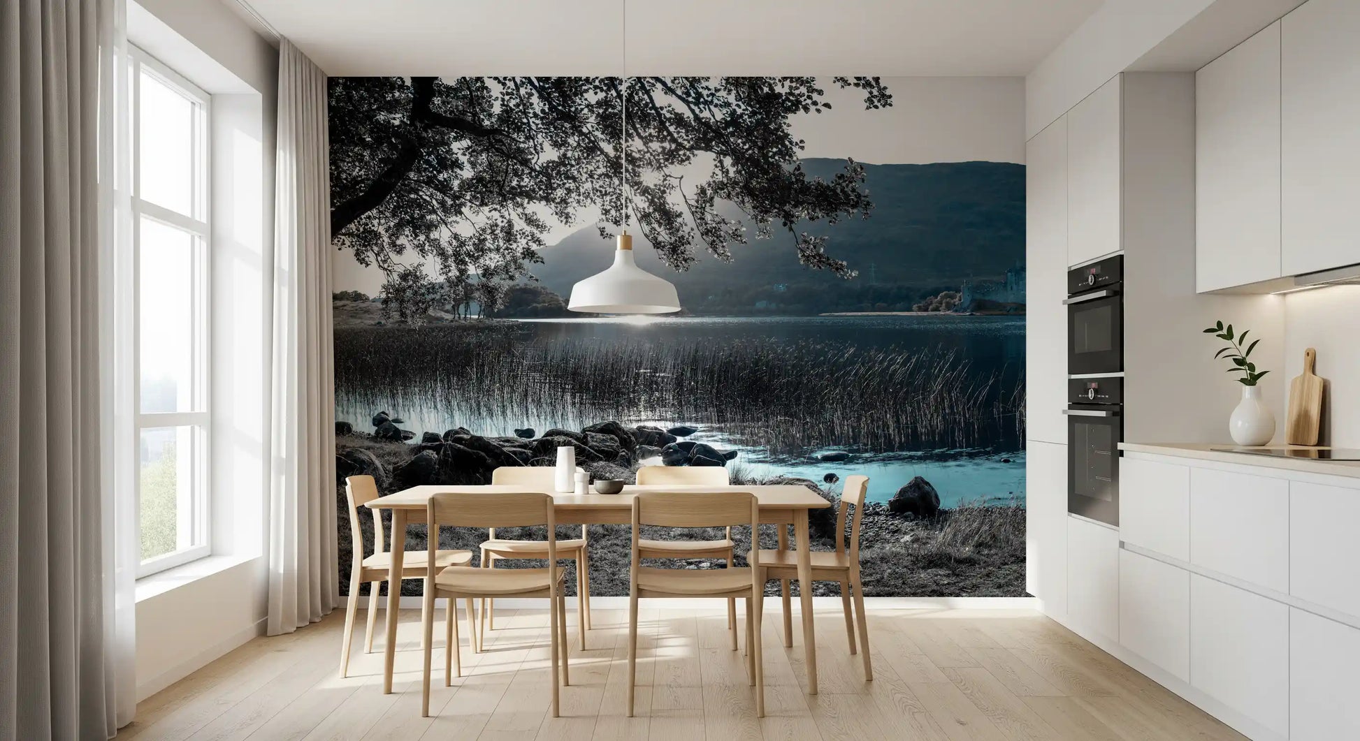 Misty Mountain Lake Retreat Wall Mural