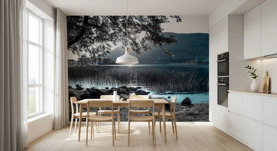 Misty Mountain Lake Retreat Wall Mural