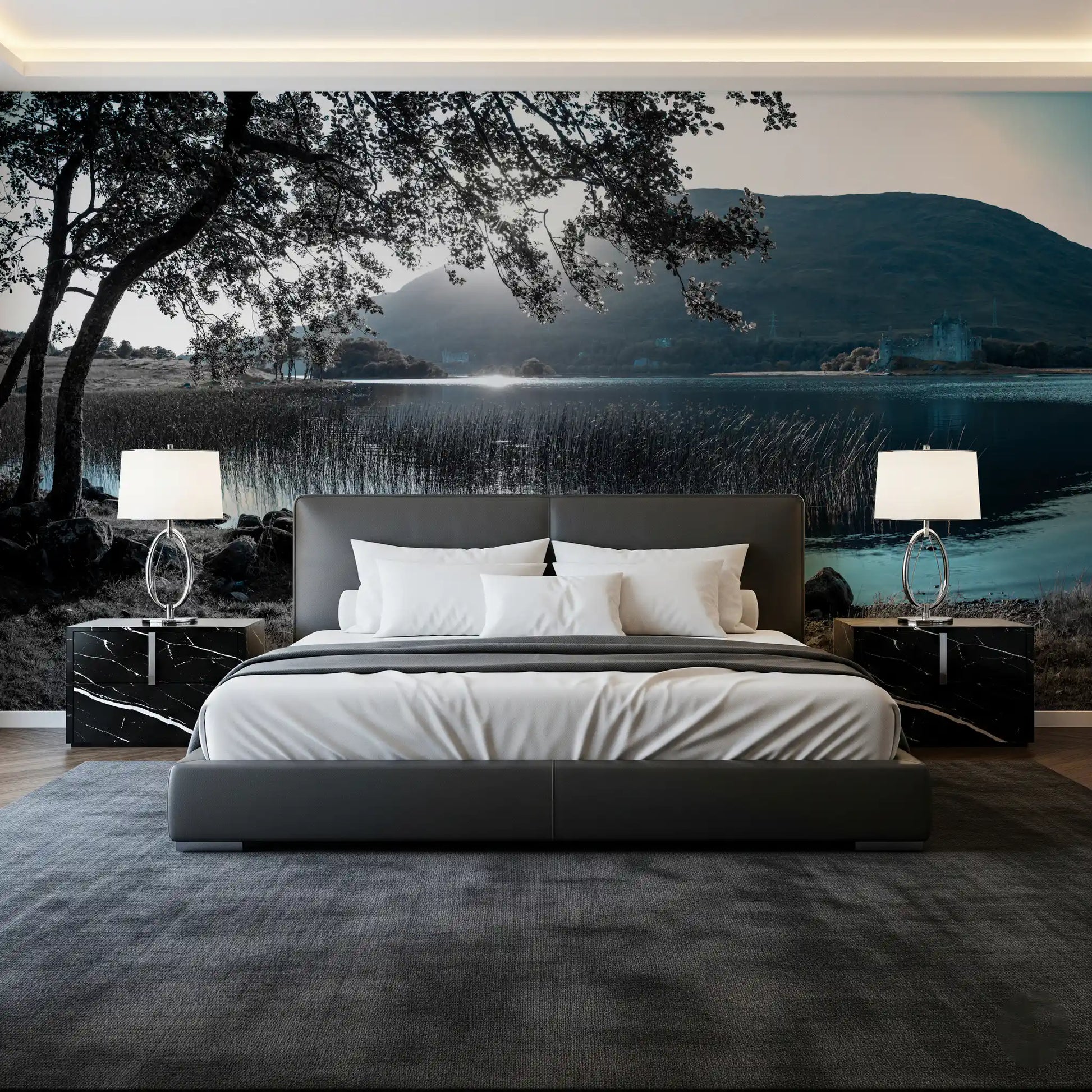 Misty Mountain Lake Retreat Wall Mural