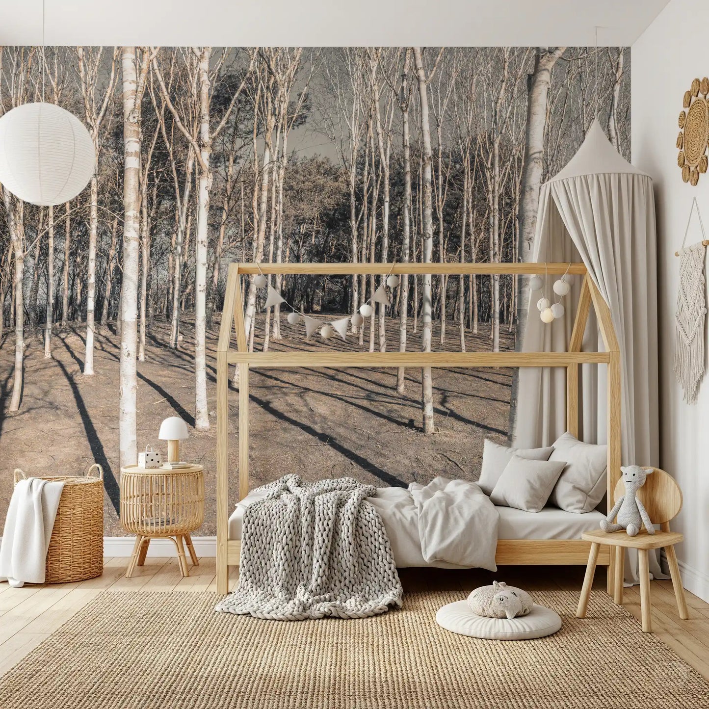 Winter Woodland Shadow Path Wall Mural