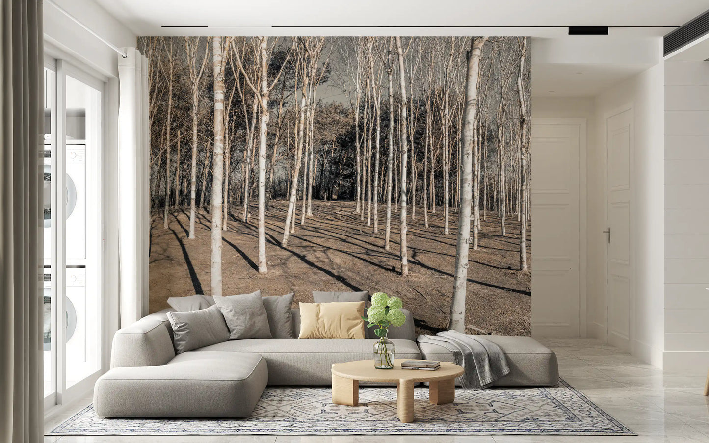Winter Woodland Shadow Path Wall Mural