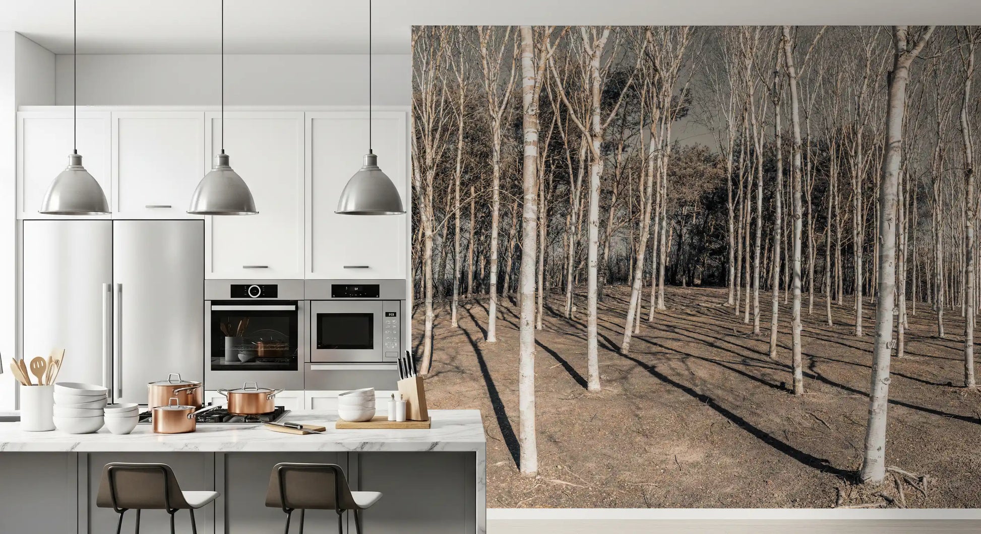Winter Woodland Shadow Path Wall Mural
