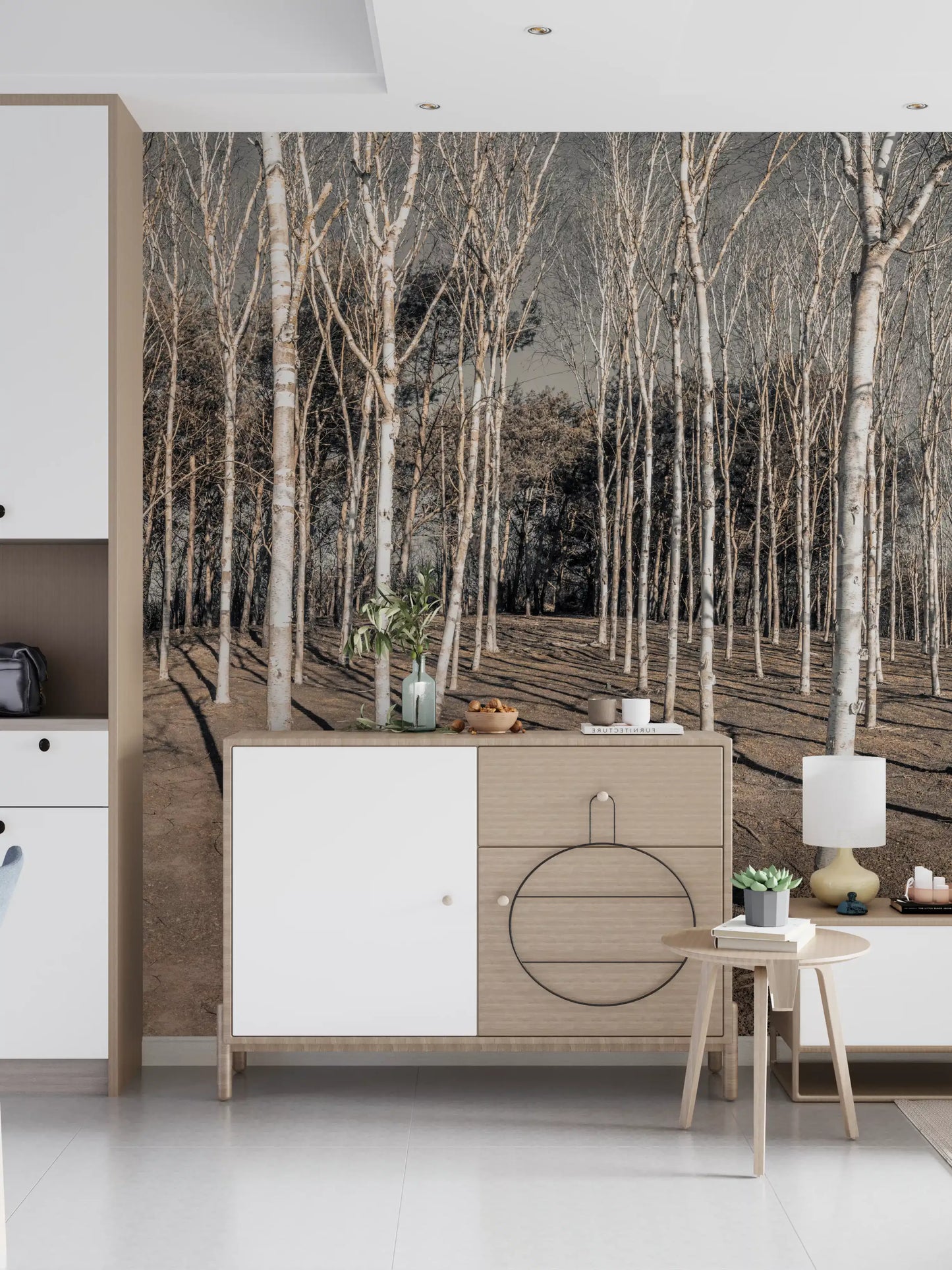 Winter Woodland Shadow Path Wall Mural