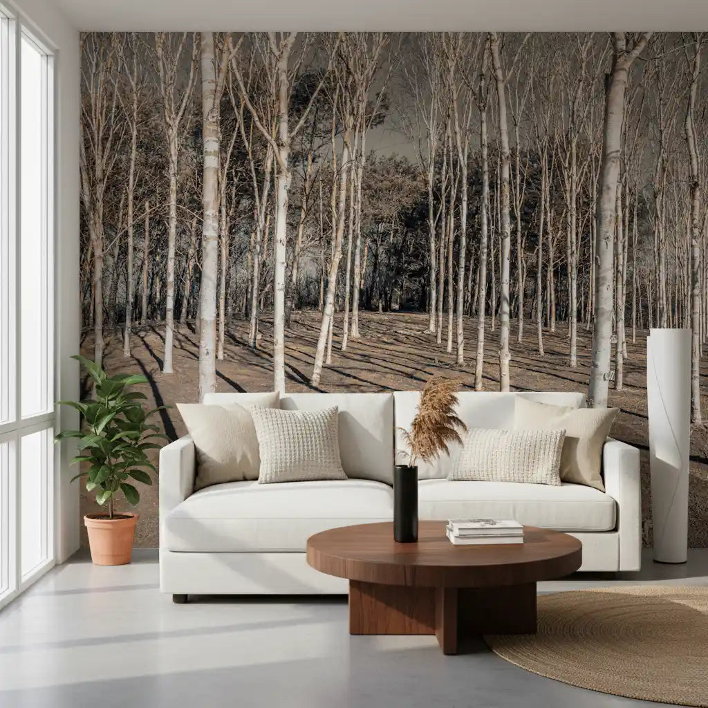 Winter Woodland Shadow Path Wall Mural