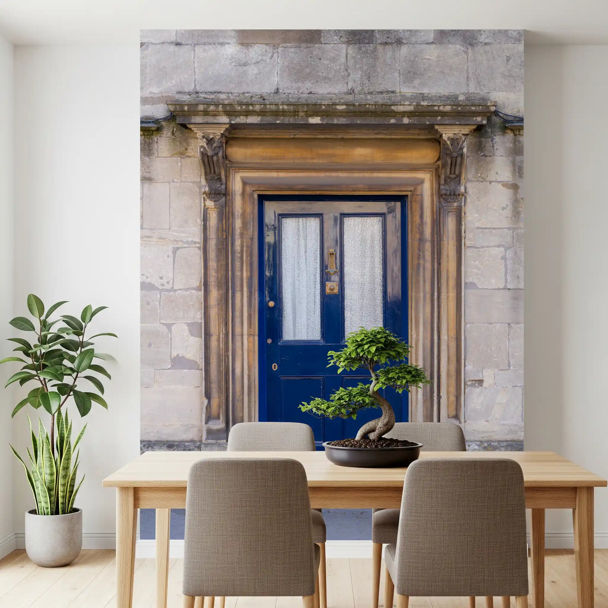 Stone Archway and Deep Blue Entry Wall Mural