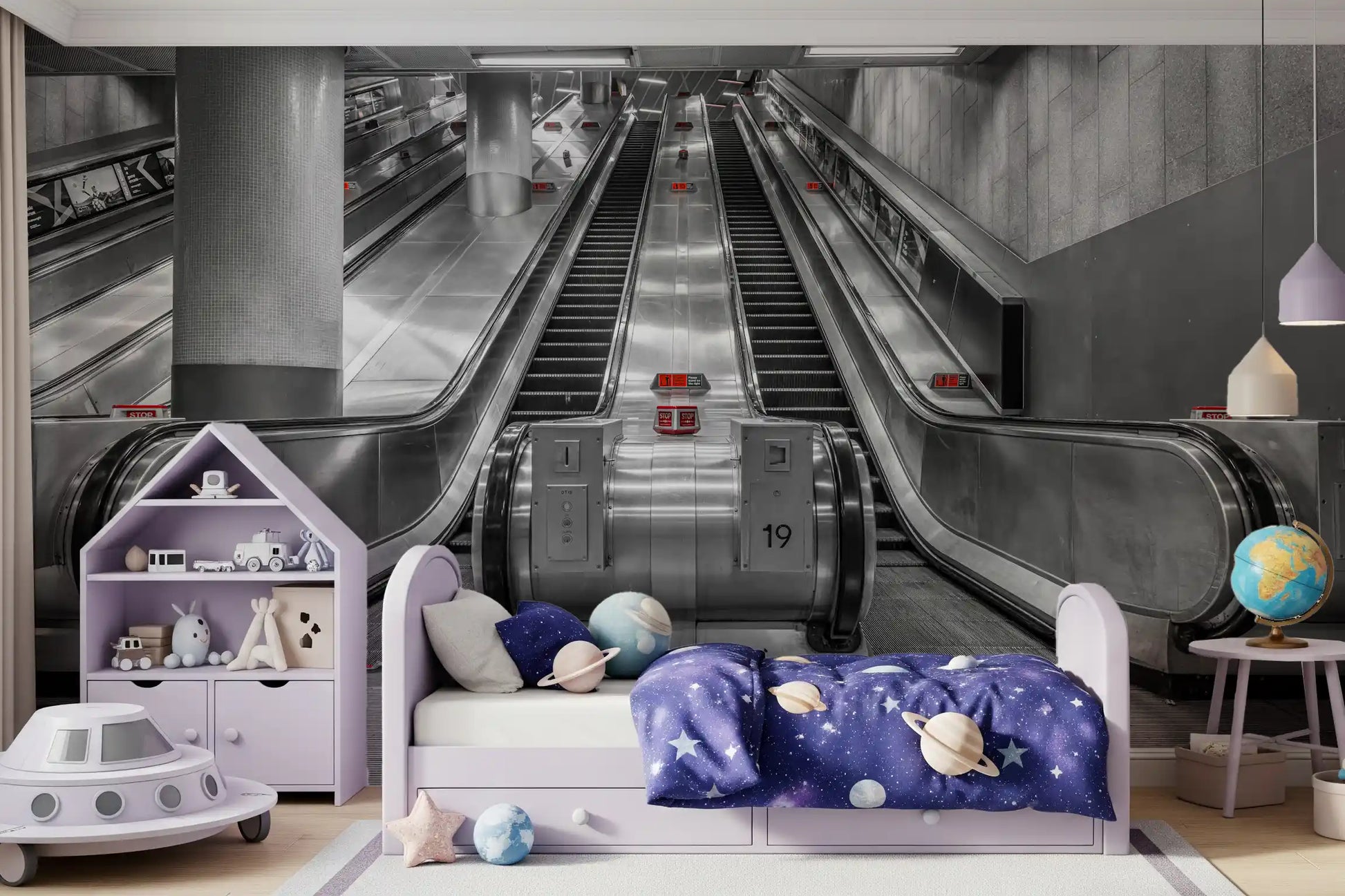 Metallic Urban Transit Symmetry Wall Mural