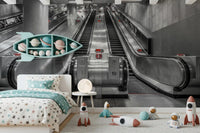 Metallic Urban Transit Symmetry Wall Mural