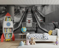 Metallic Urban Transit Symmetry Wall Mural