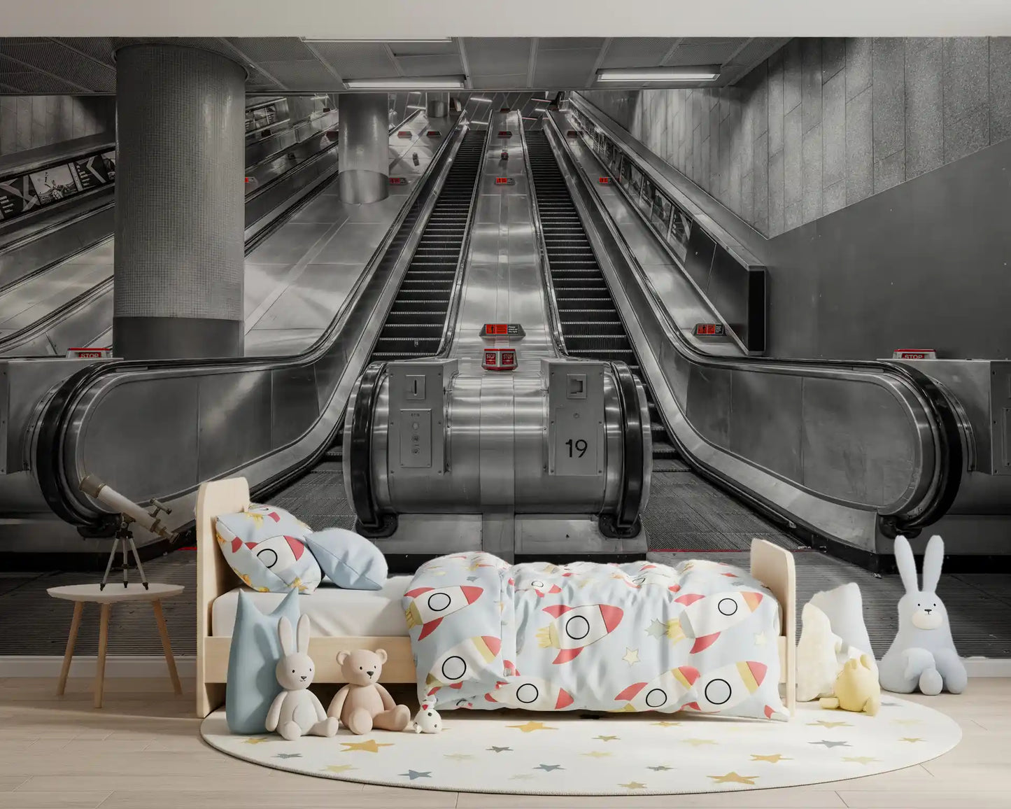 Metallic Urban Transit Symmetry Wall Mural