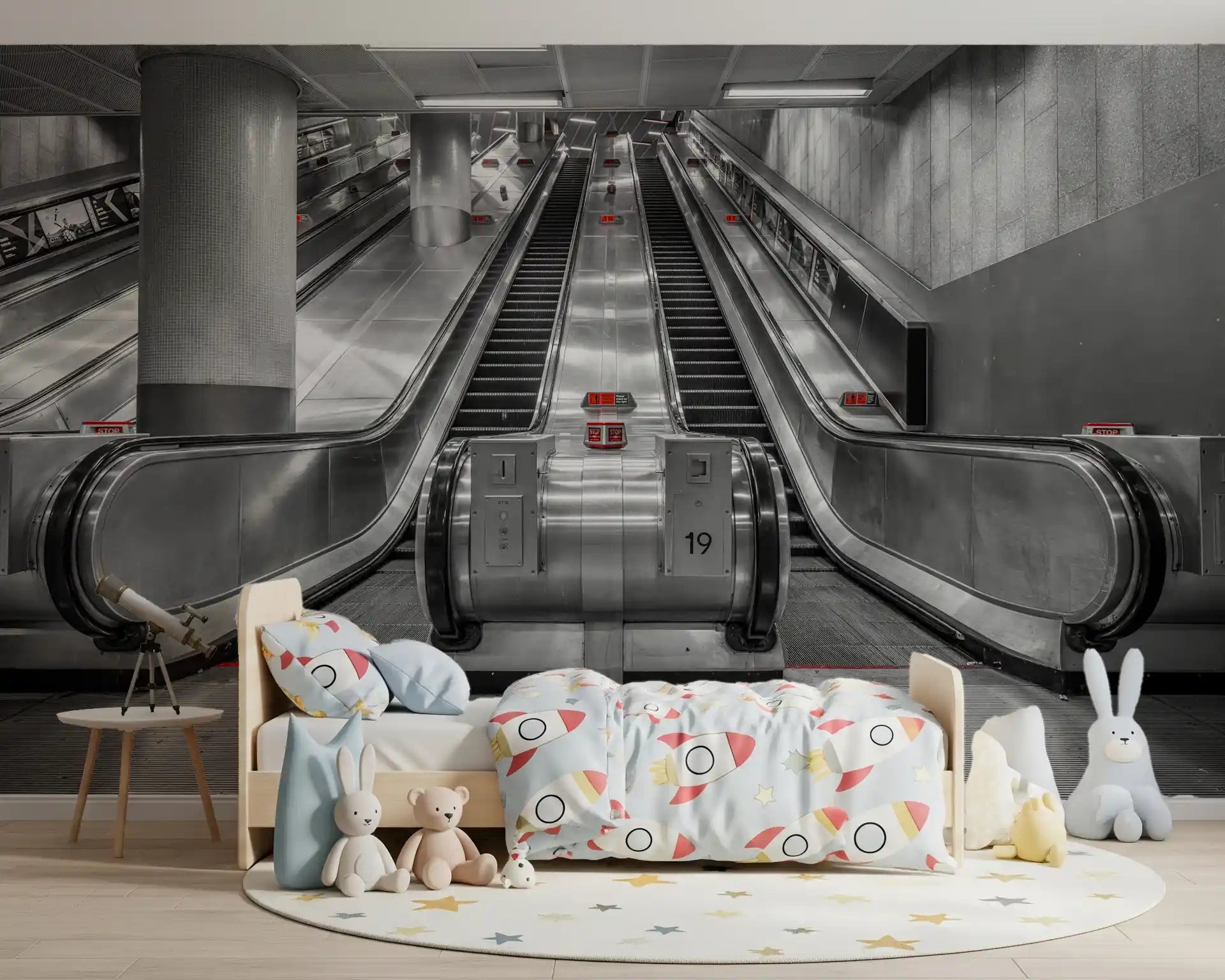 Metallic Urban Transit Symmetry Wall Mural