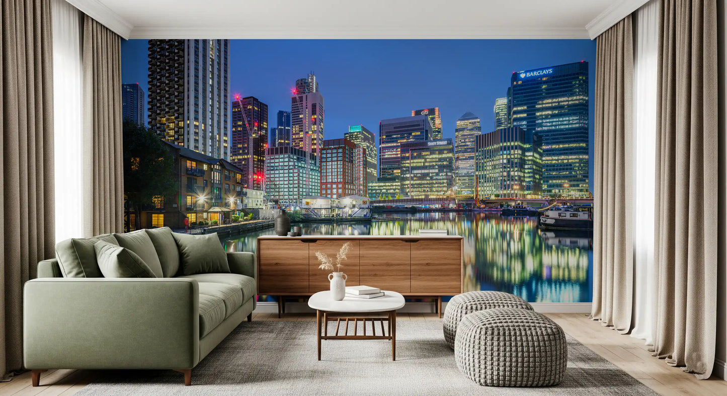 Metropolitan Water Reflection at Dusk Wall Mural