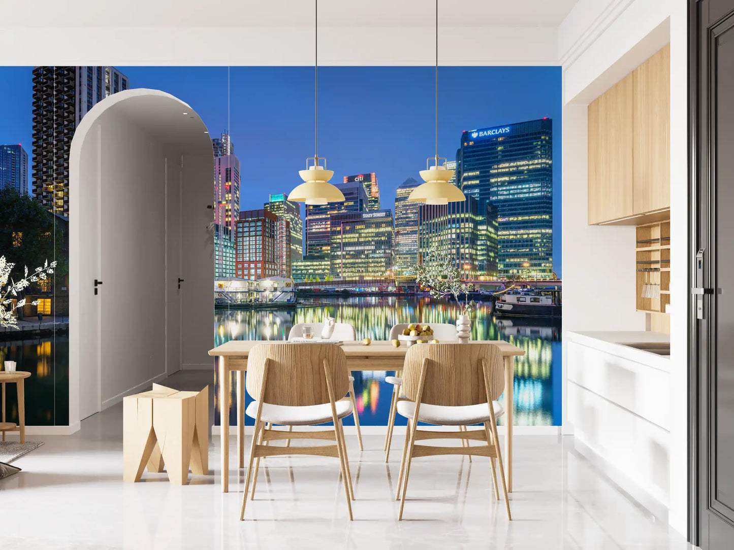Metropolitan Water Reflection at Dusk Wall Mural