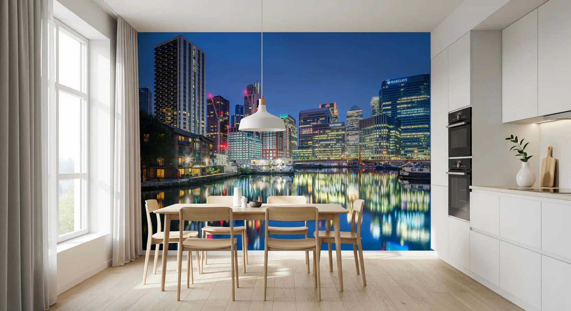 Metropolitan Water Reflection at Dusk Wall Mural