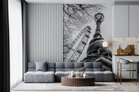 London Landmark Observation Wheel and Lamppost Wall Mural