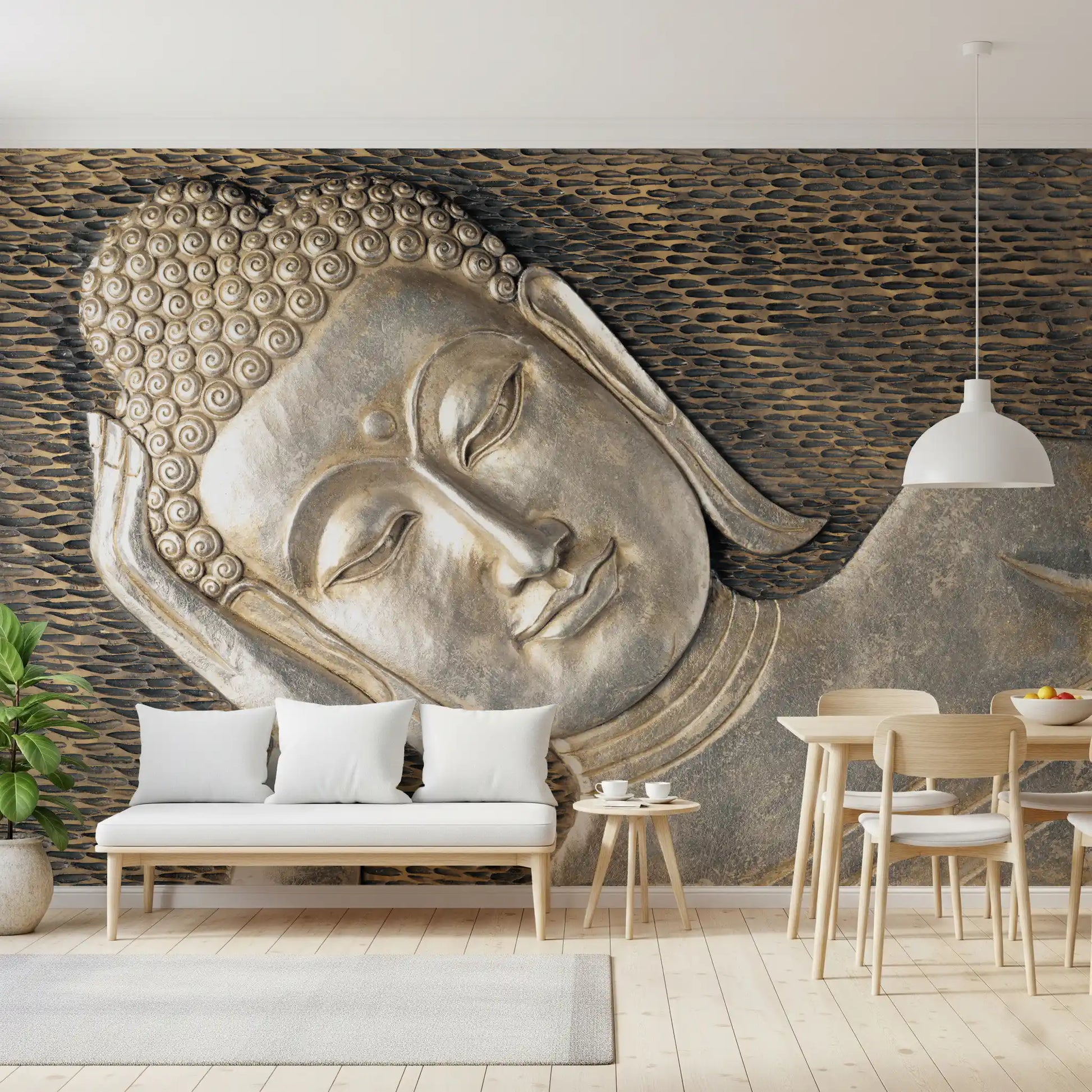 Meditative Metallic Sculpture Surface Wall Mural