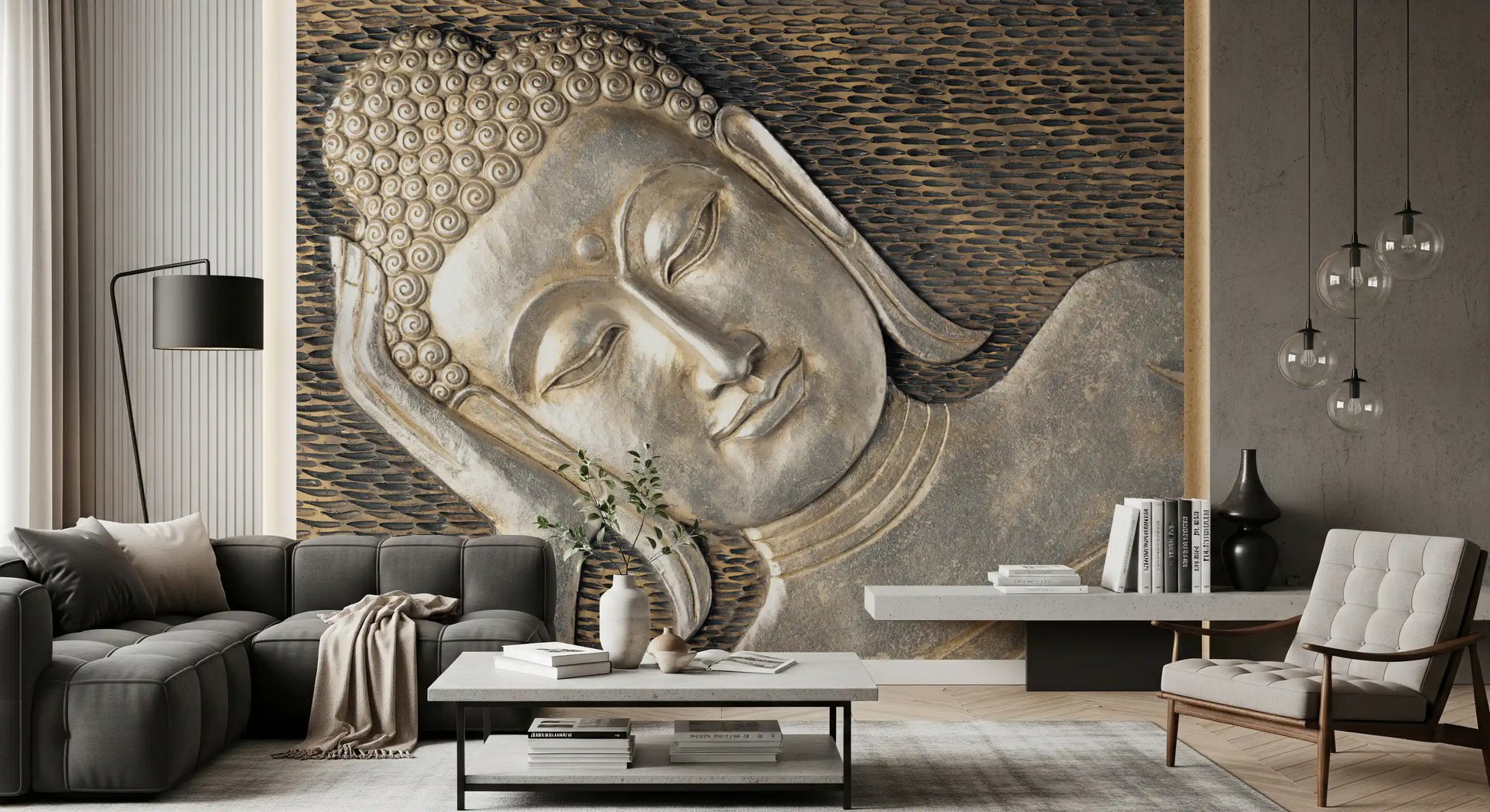 Meditative Metallic Sculpture Surface Wall Mural