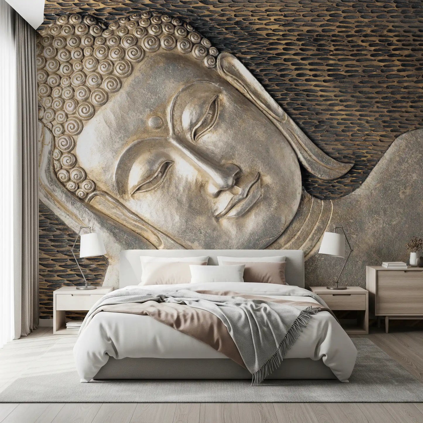 Meditative Metallic Sculpture Surface Wall Mural