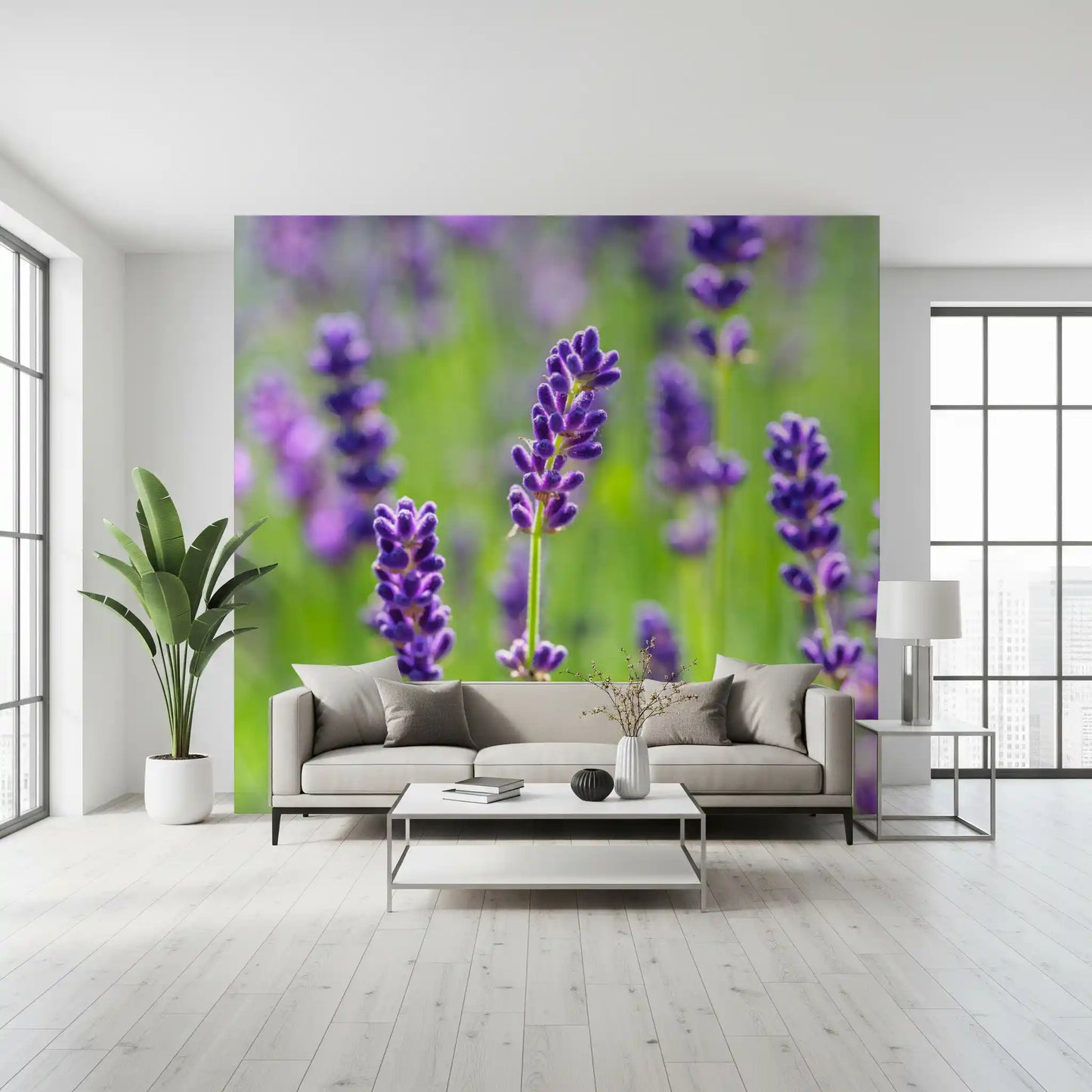 Ethereal Purple Blossom Stems Wall Mural
