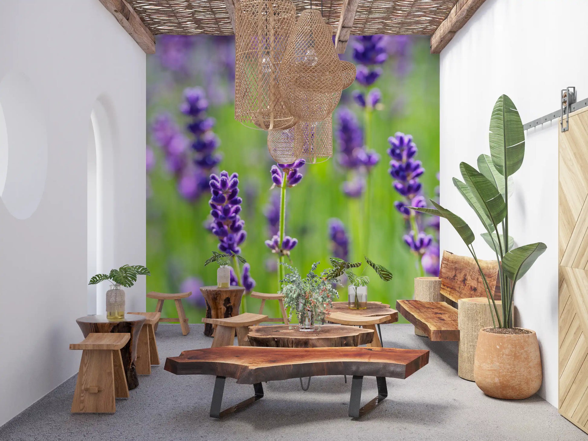 Ethereal Purple Blossom Stems Wall Mural