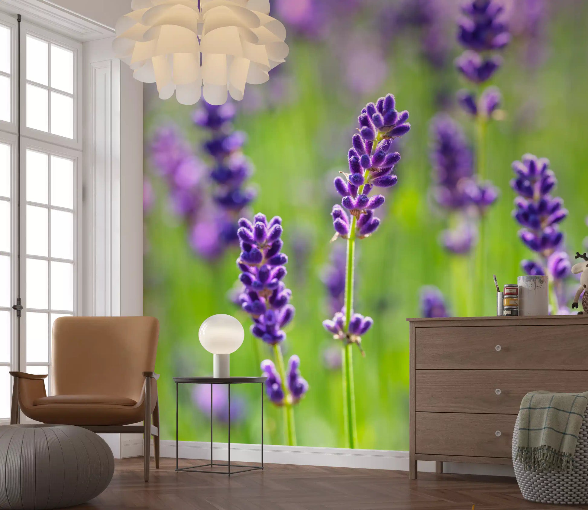 Ethereal Purple Blossom Stems Wall Mural