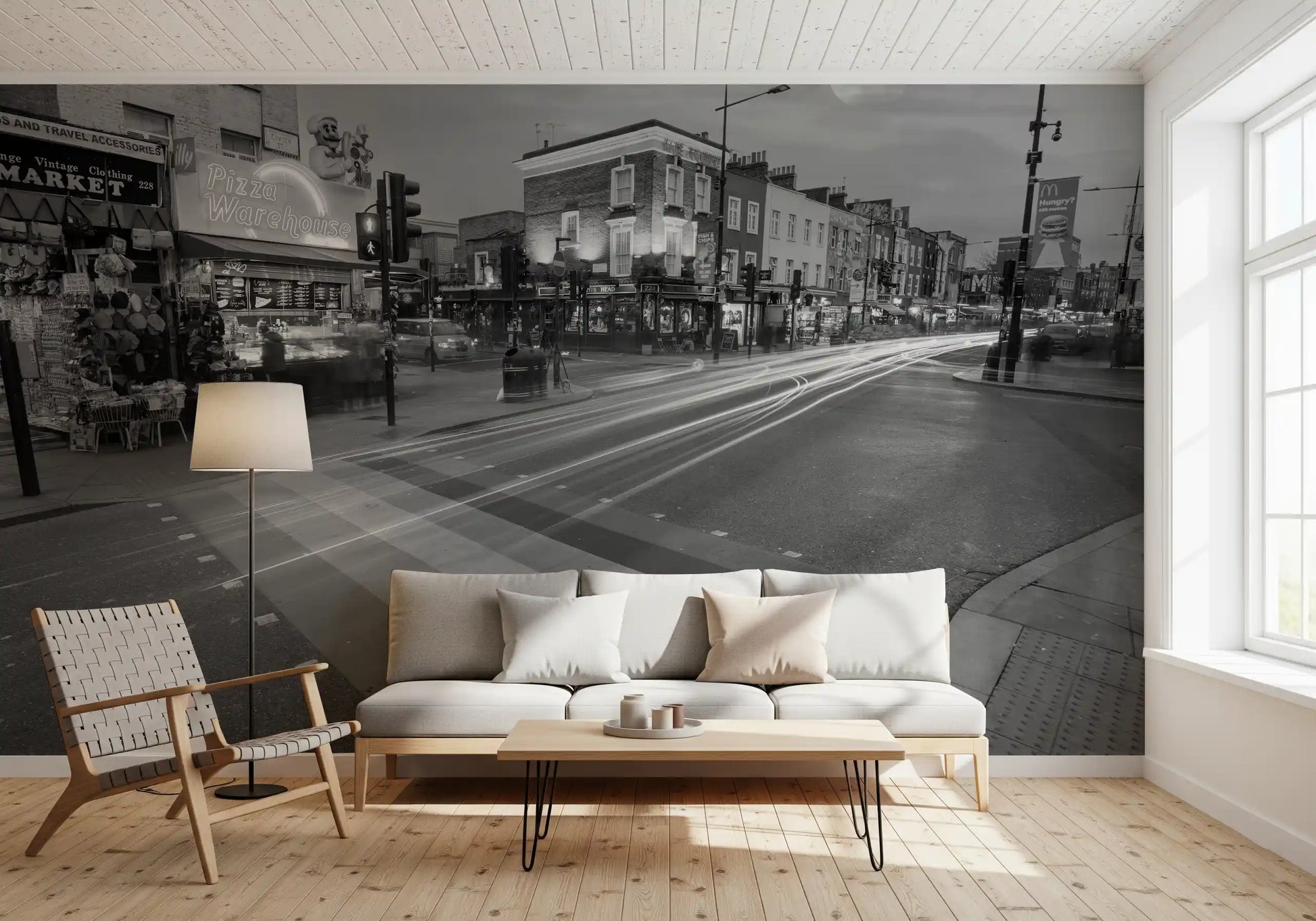 Urban Night Lights Street Scene Wall Mural