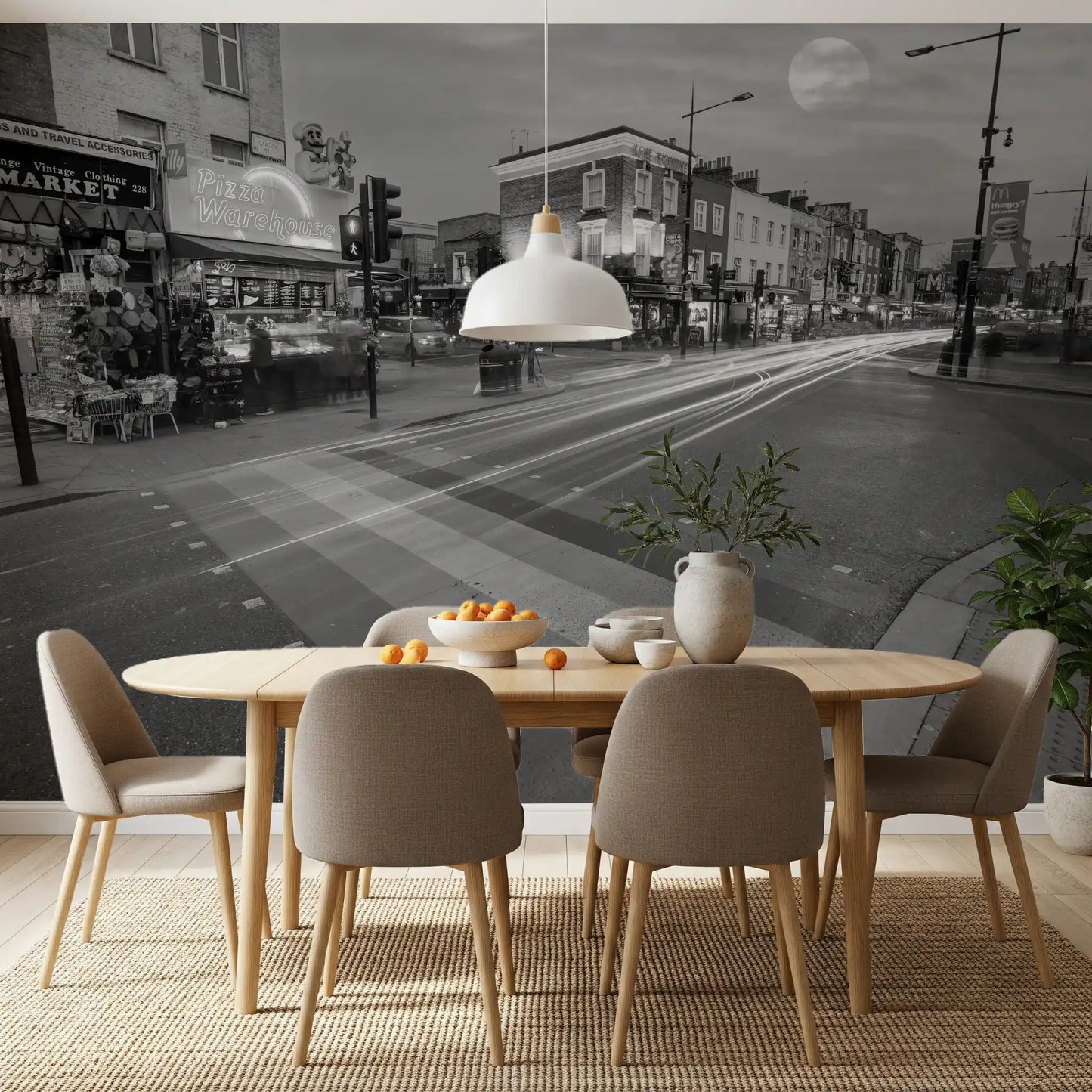 Urban Night Lights Street Scene Wall Mural