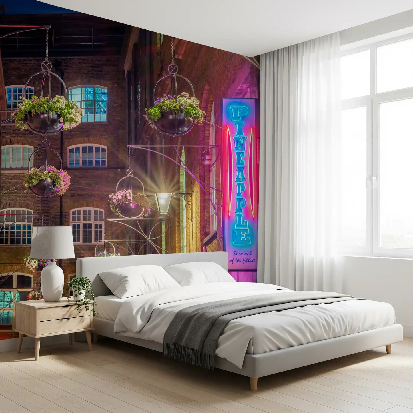 Industrial Night Bloom Wall Mural