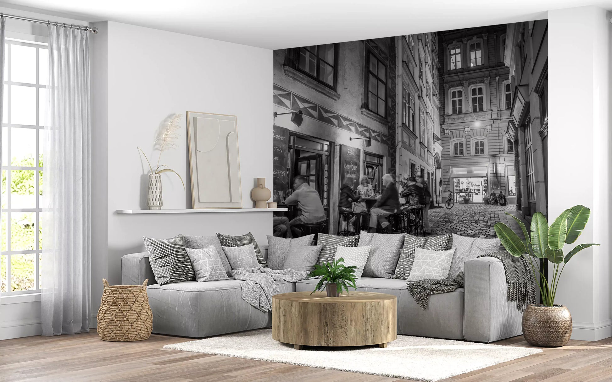 Classic Cobblestone Bistro Wall Mural