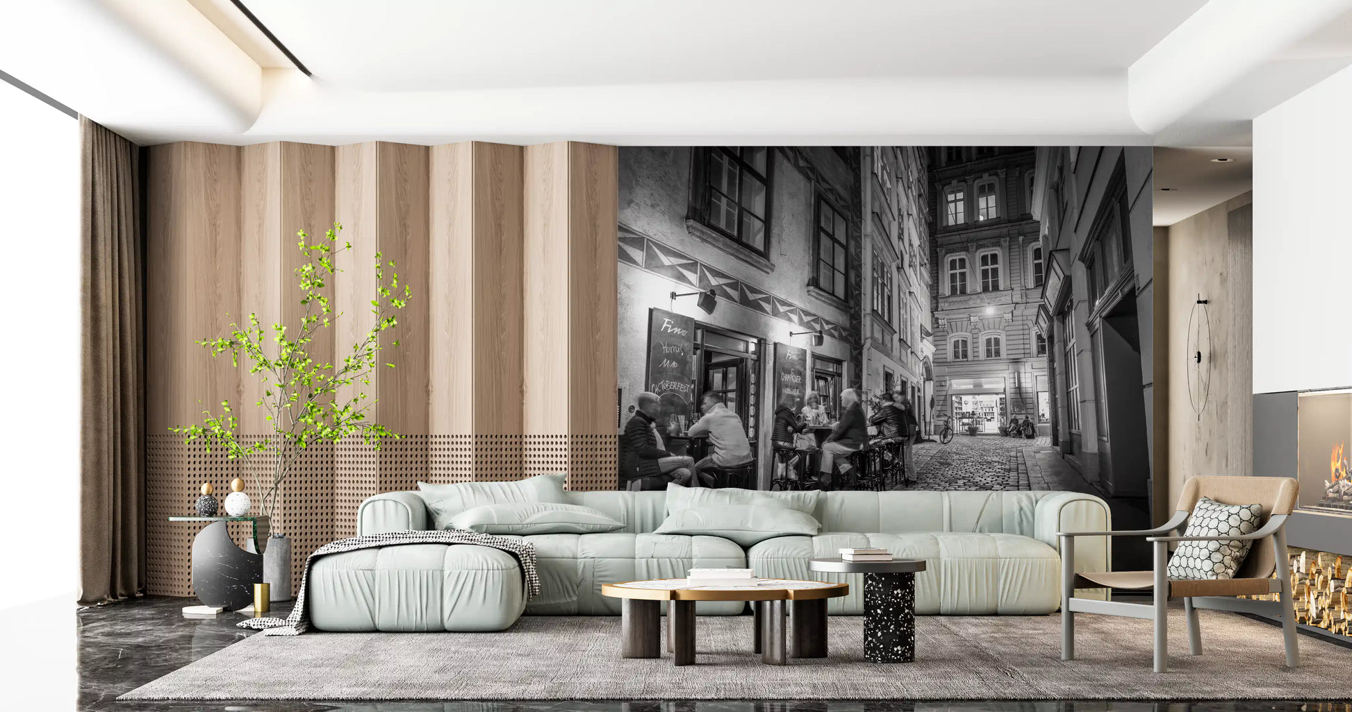 Classic Cobblestone Bistro Wall Mural