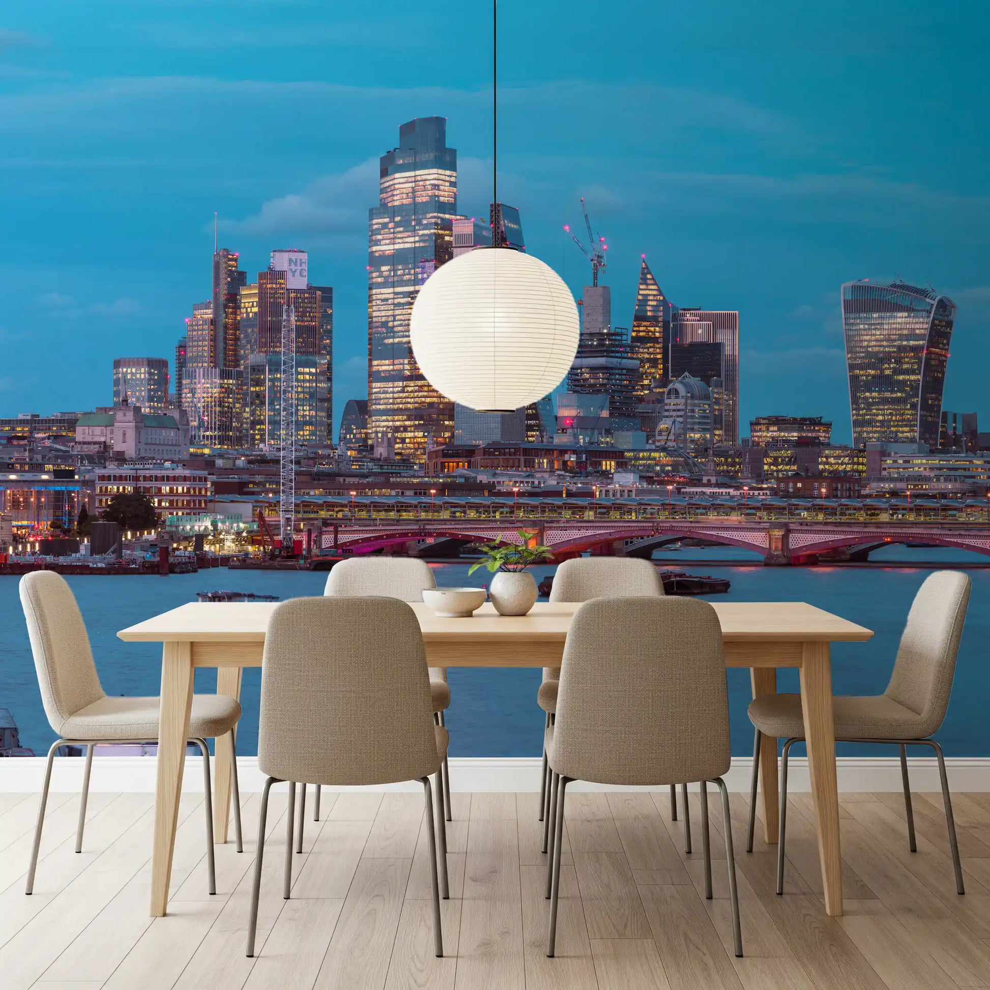 Thames River Urban Twilight Wall Mural
