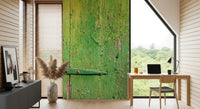 Rustic Industrial Green Wood Hinge Wall Mural