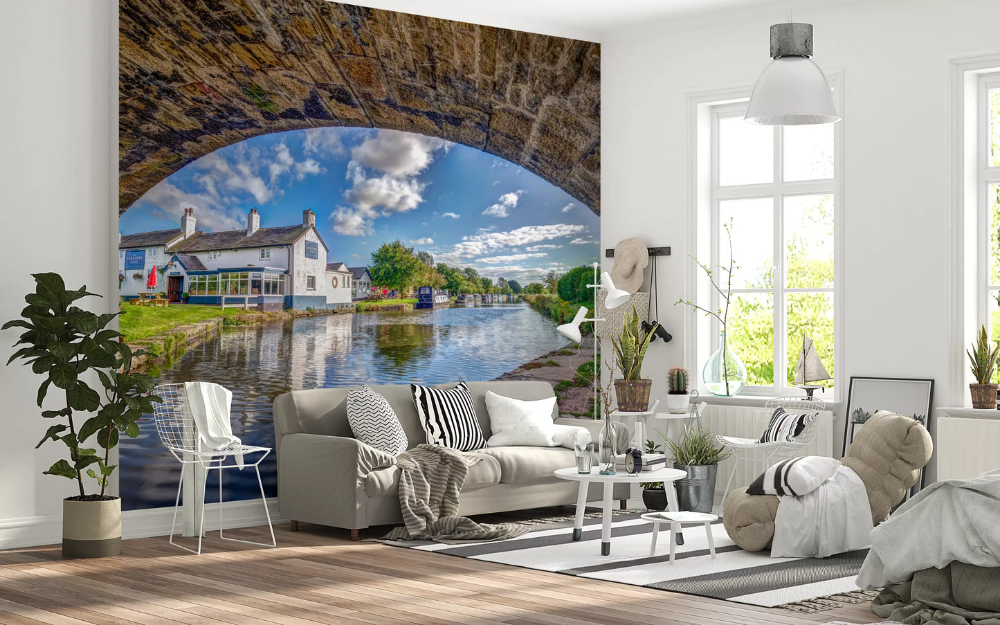Stone Archway Waterside View Wall Mural